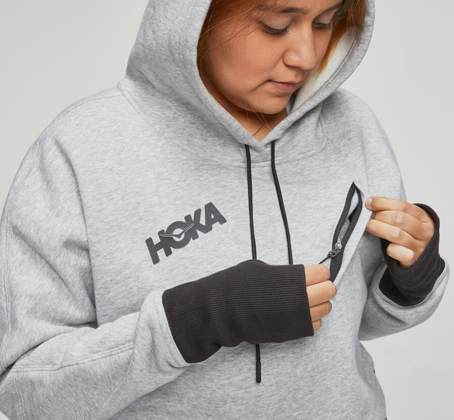 Hoka One One Kapşonlu Sweatshirt Kadın Gri - Performance - SH6951384